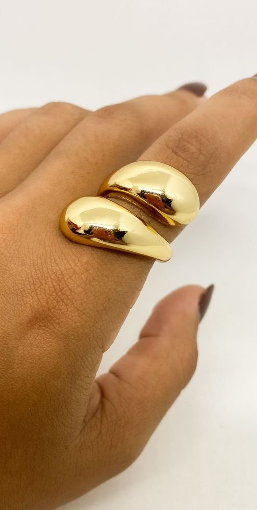Anel Duo Gota Gold Ajustável