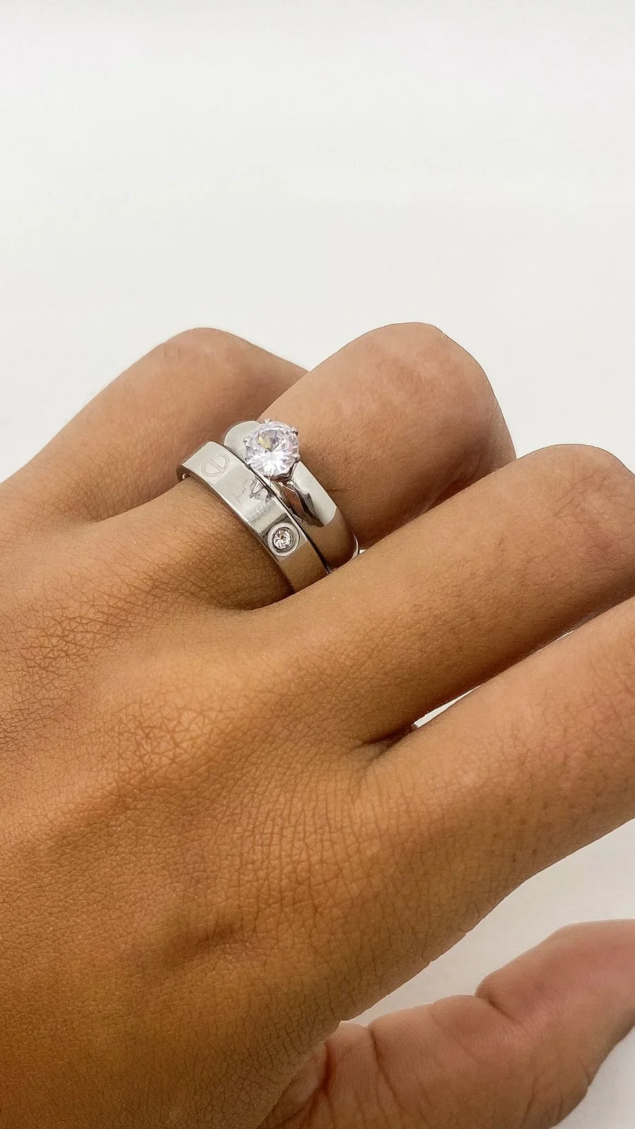 Anel Solitário- Aço