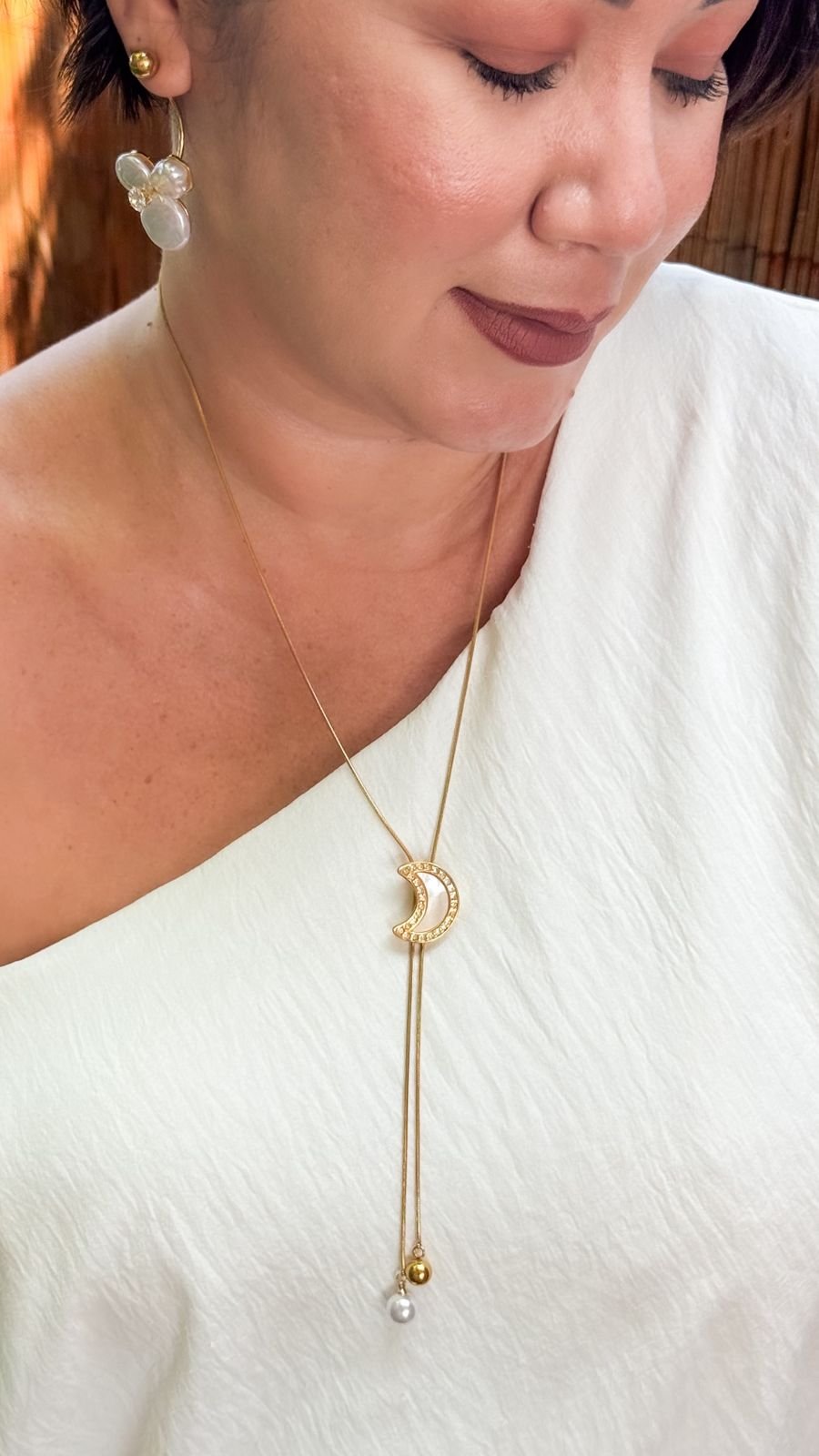 Colar Longo Luna Madrepérola - Aço