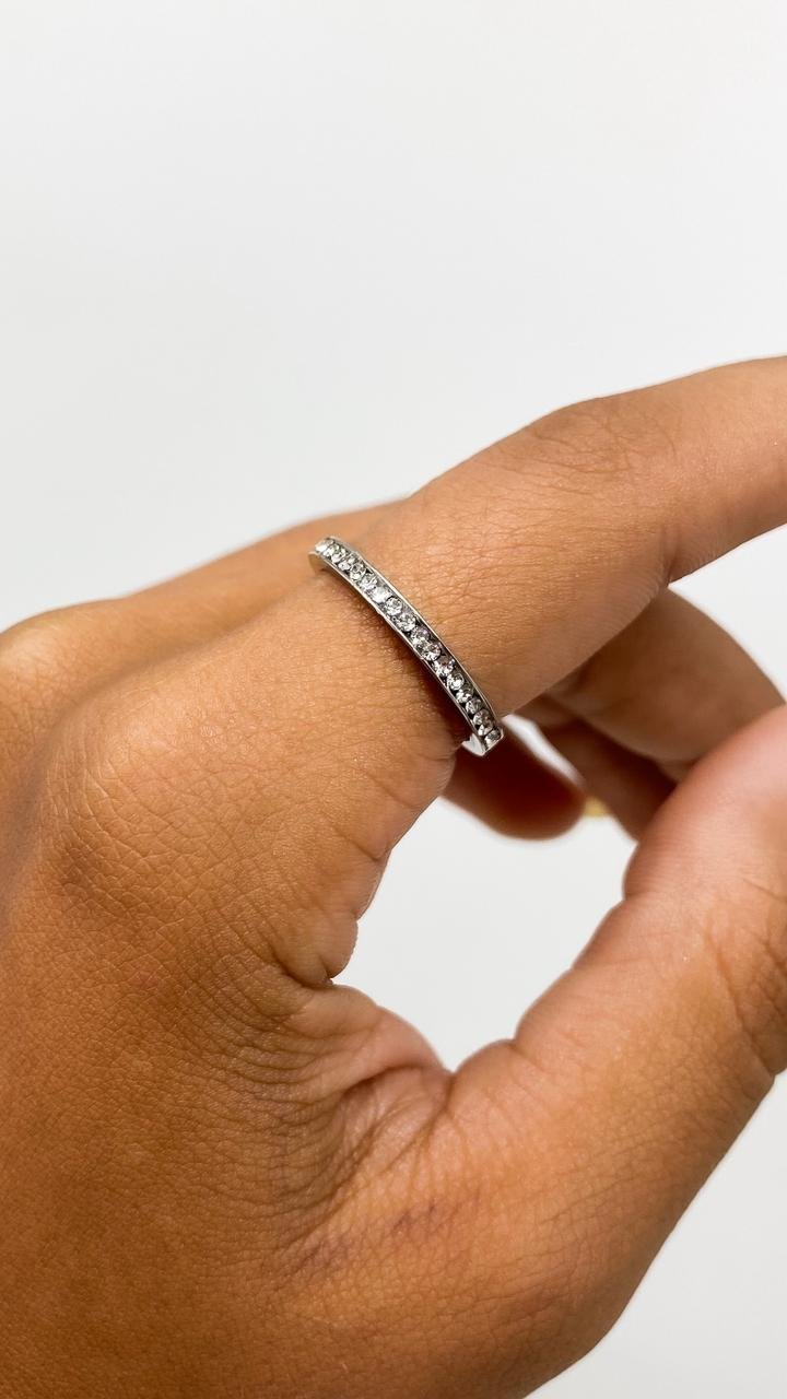 Anel Linha D´zircônia - Aço