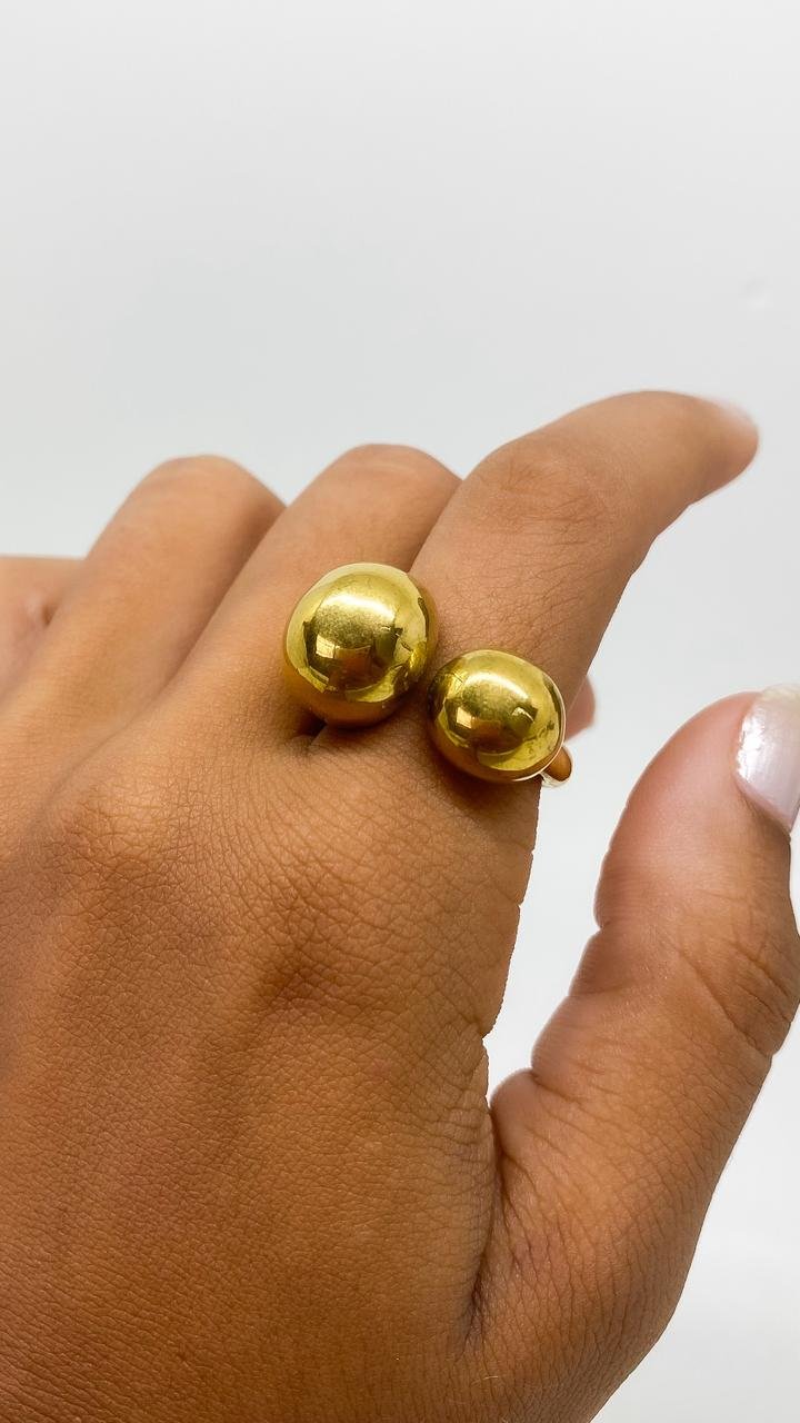 Anel Duo Esfera - Aço