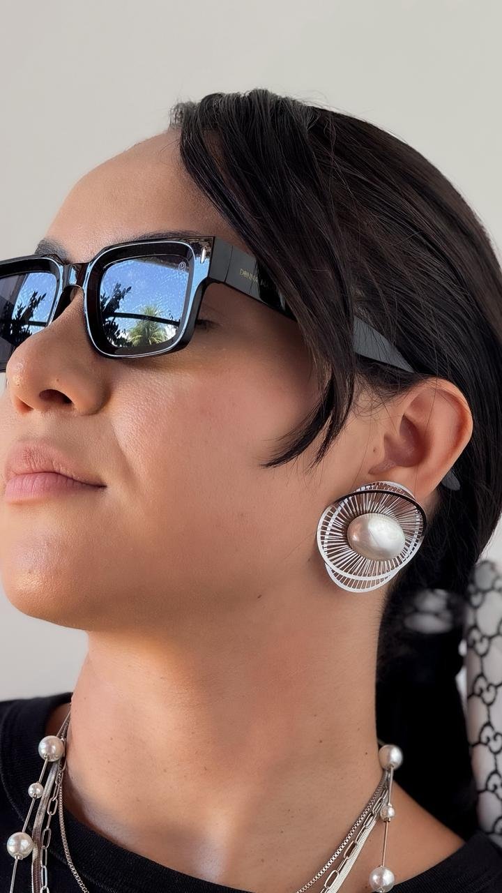 Brinco Gota De Pérola Em Textura - Aço