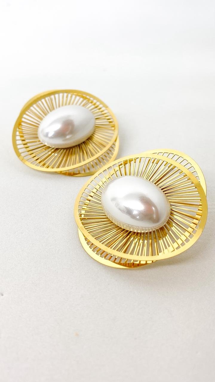 Brinco Gota De Pérola Em Textura - Aço