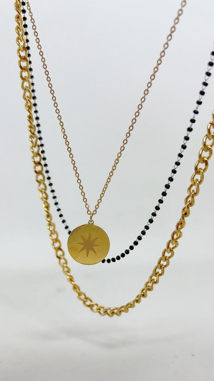 Colar Duplo Medalha Estrelar