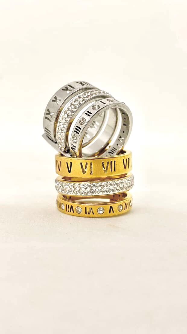 Anel Triplo Algarismo Romano - Aço