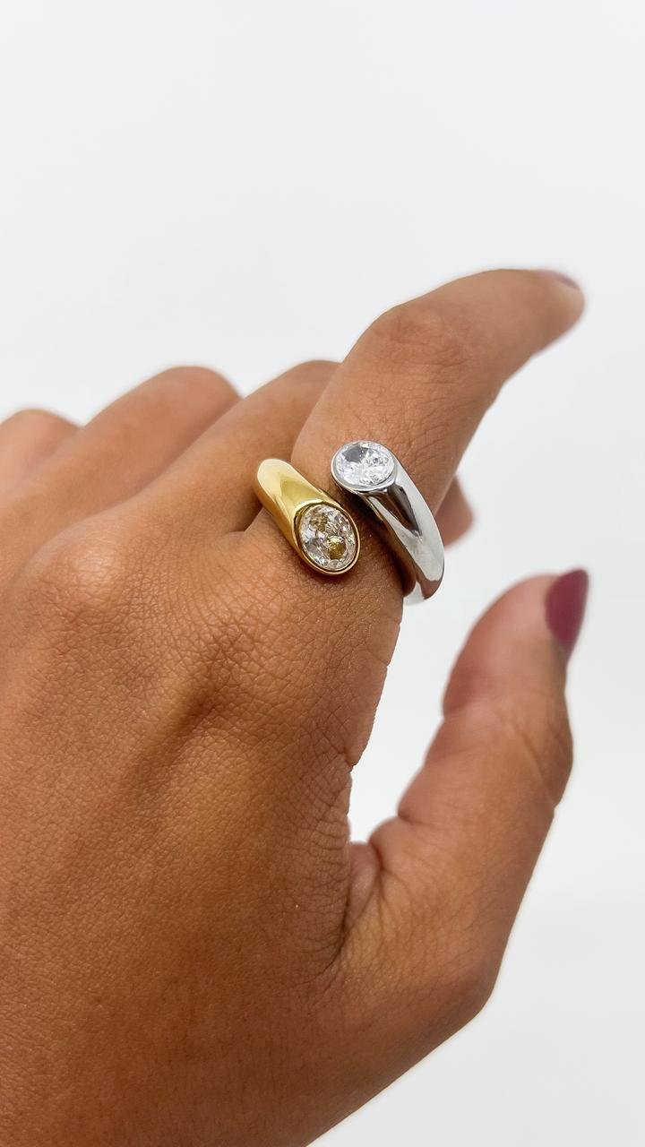 Anel Duo Banho Glow - Aço