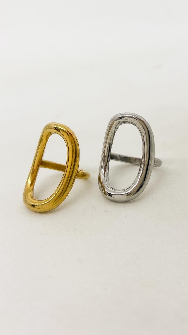 Anel Linha Retangular - Aço