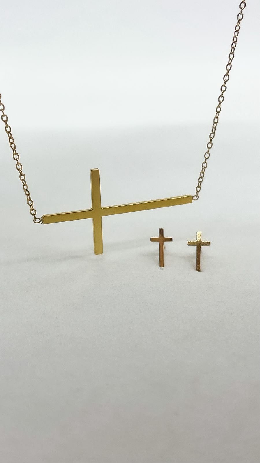 Conjunto Crucifixo Clean - Aço