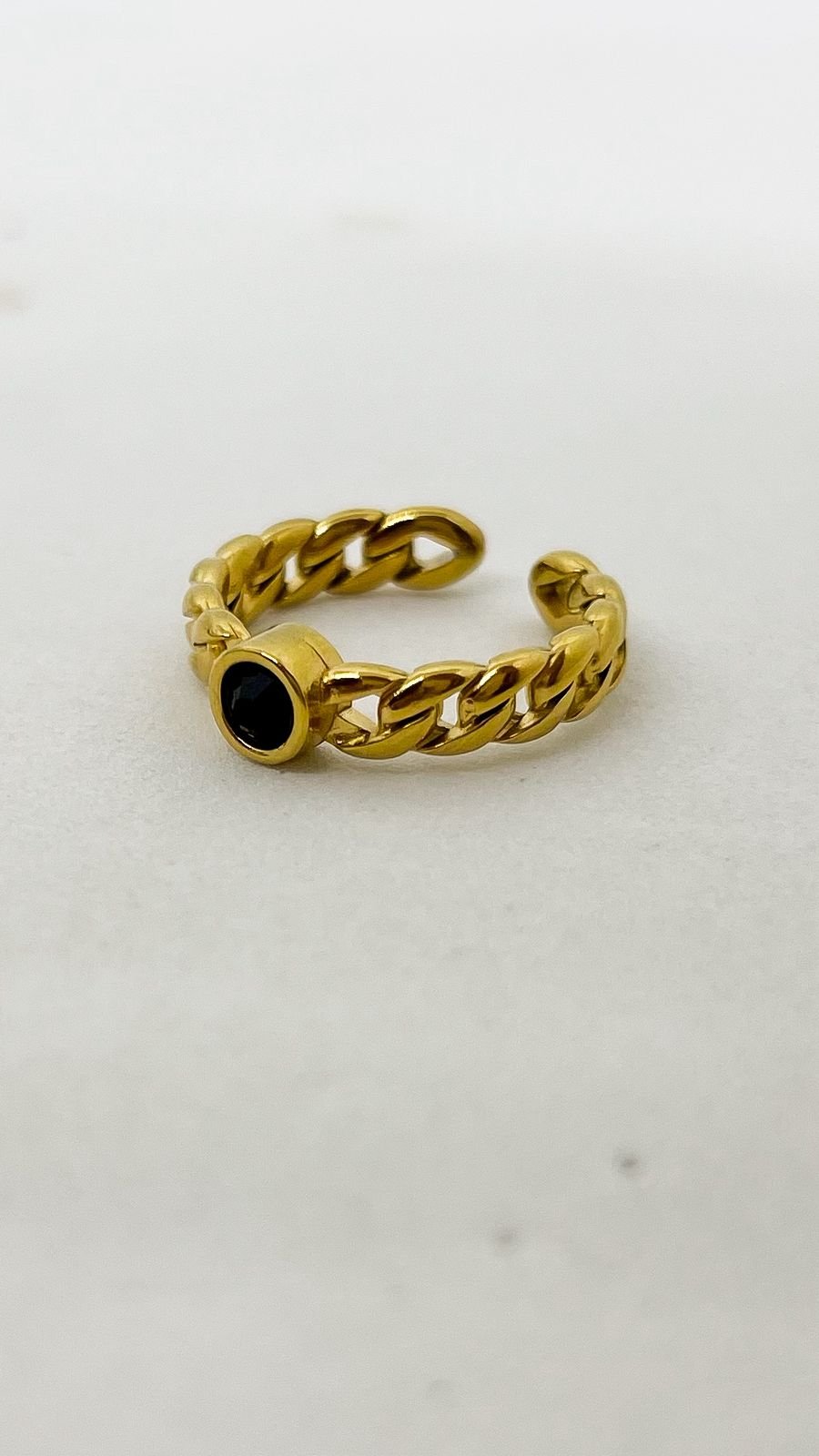 Anel Elos Ponto Black Ajustável - Aço