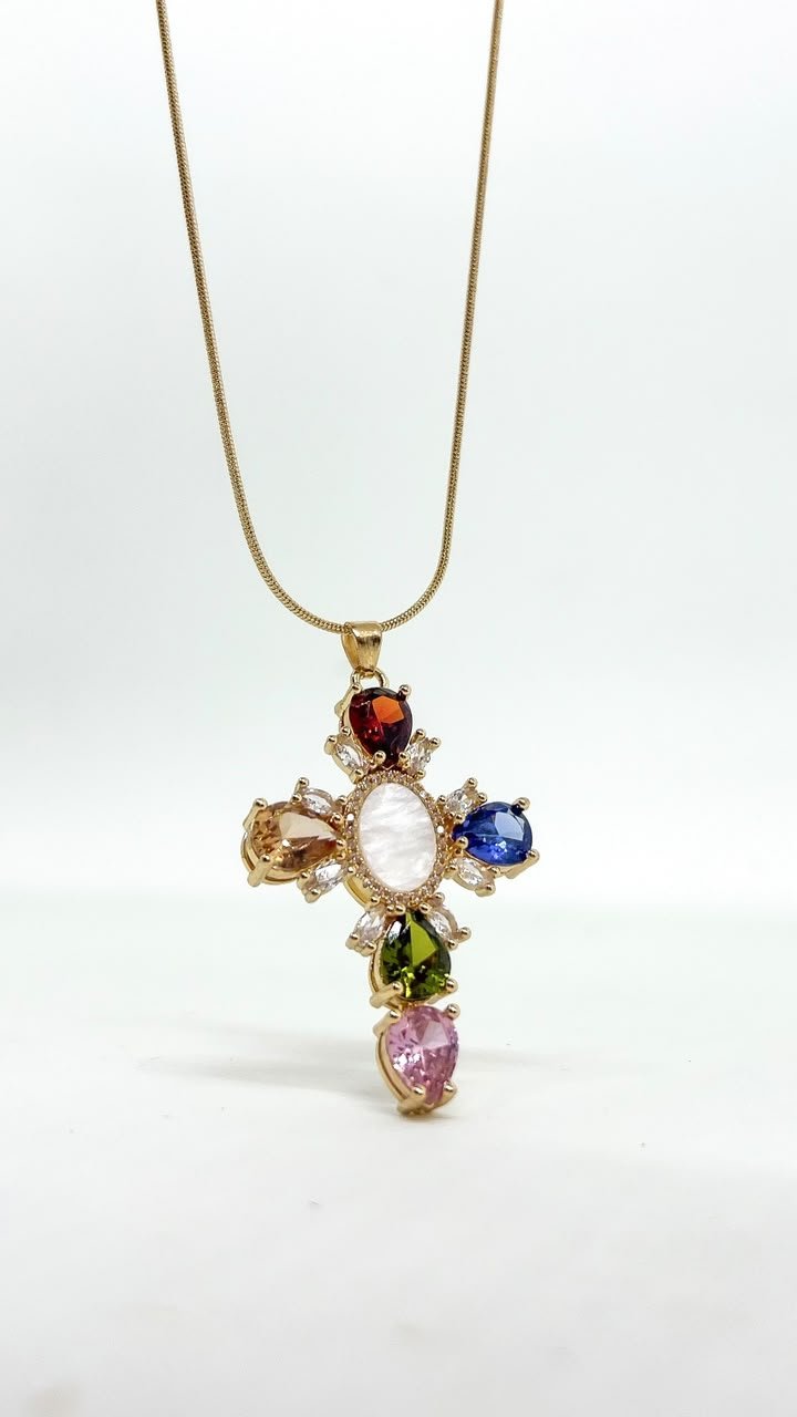 Crucifixo Longo Cristais Collor