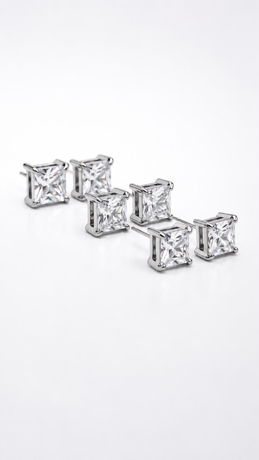 Brinco Quadrado Zirconia Minimalista - Aço