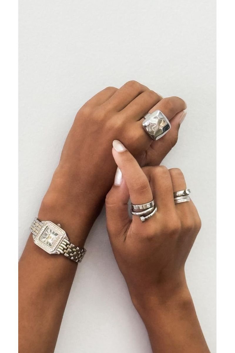 Anel Botão Bianca Ajustável - Aço