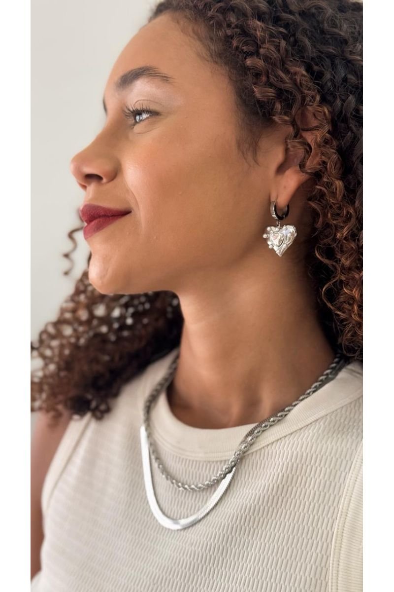 Argola Love Pontos D´perola -aço