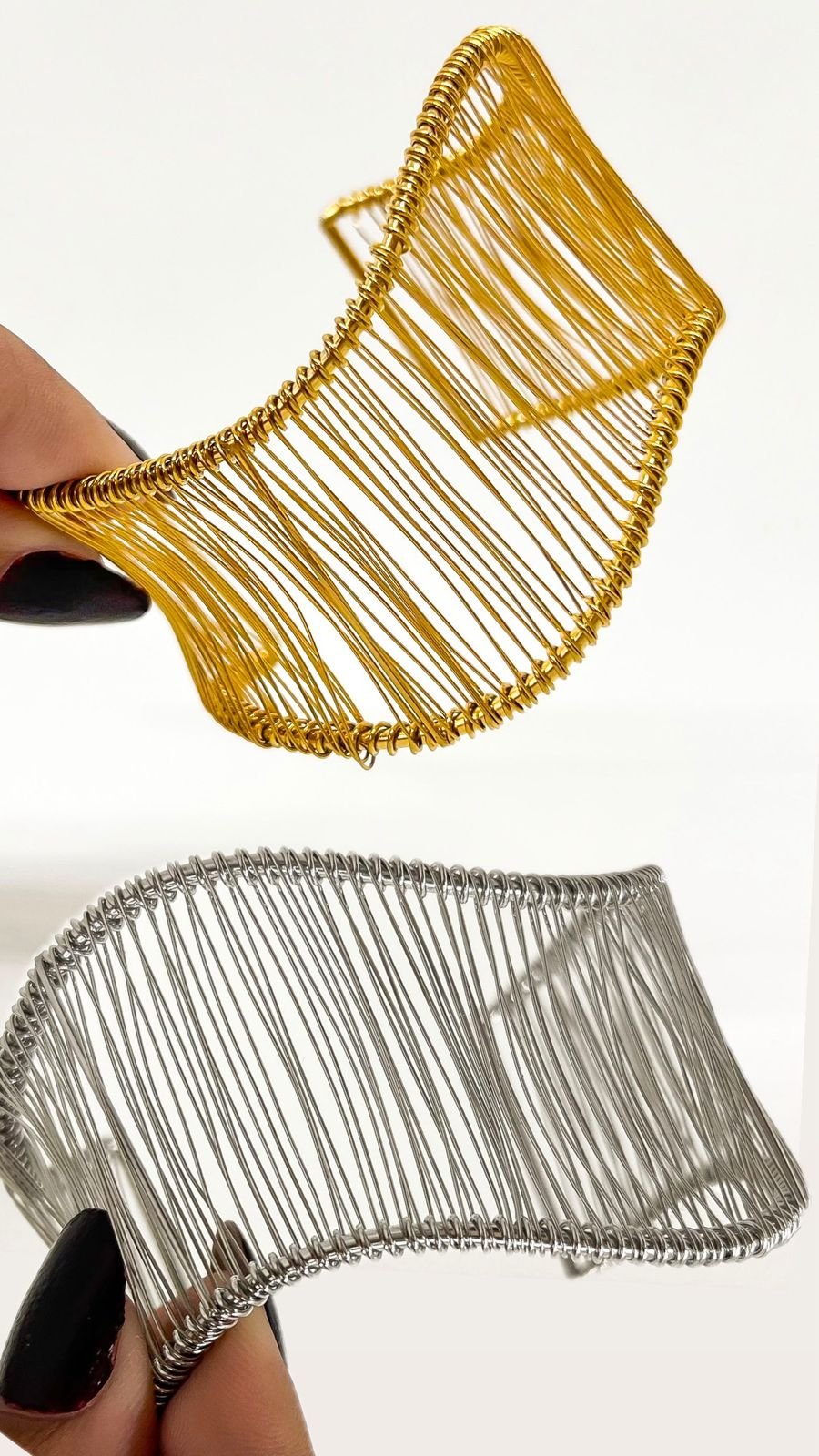 Bracelete Ondas Em Linhas D´efeito- Aço