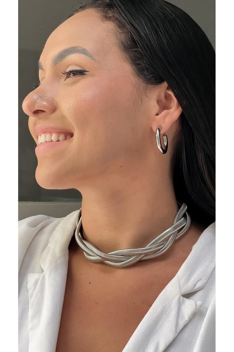 Colar Linhas D´ouro Entrelaçado -aço