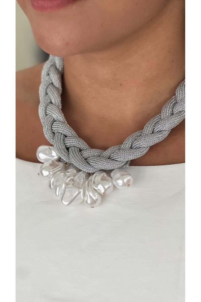 Colar Trançado D´luxo Em Pérola